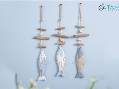 Cá gỗ treo trang trí dây que củi CG-04